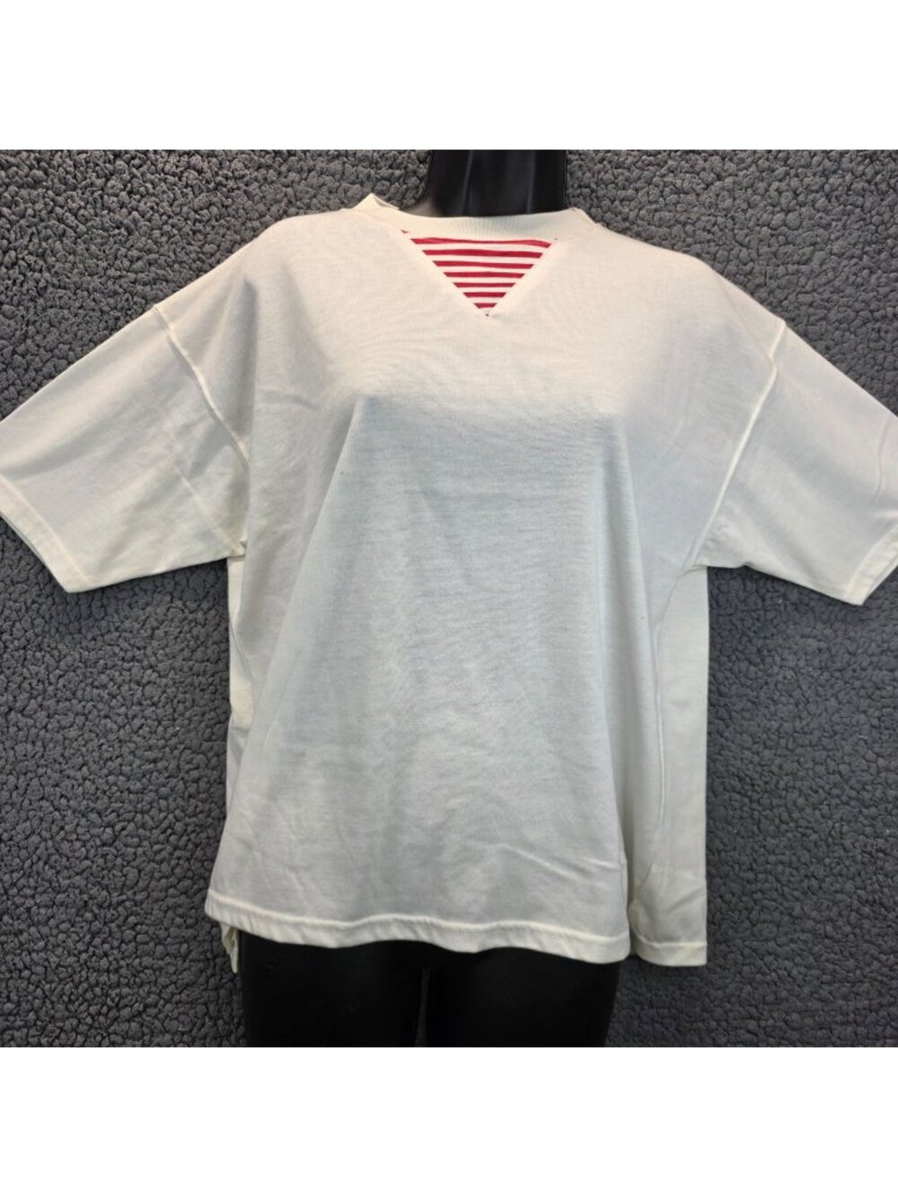 Vintage Vanderbilt Striped T Shirt M White Red Deadstock Casual 90s Indie Twee